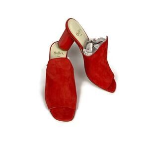 Butter Shoes Red Suede Open-Toe Mule Heels
